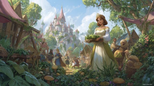 Princess Wallpaper High Resolution, A Kind Princess Helping Villagers In A Magical Kingdom Full Of Lush Greenery