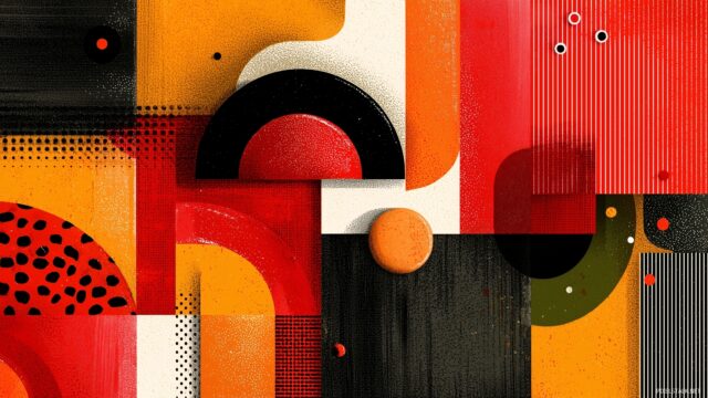 Really Cool Wallpaper HD, A Dynamic Abstract Design Featuring Geometric Shapes And Bold Colors, Energizing Any Workspace