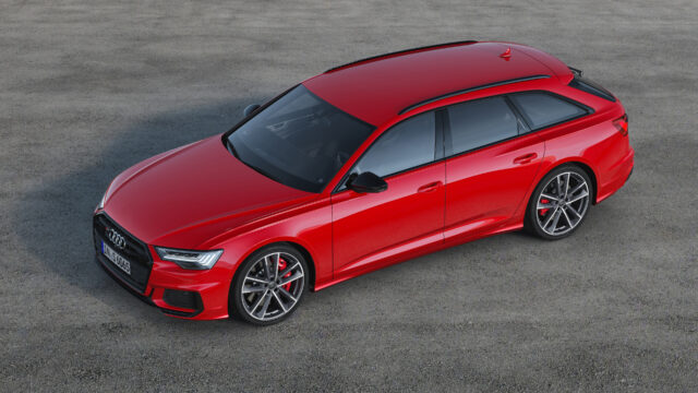 Red Audi S6 Avant Parking On Asphalt High Angle View Wallpaper