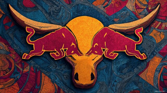 Red Bull Logo Background, An Artistic Arrangement Of The Red Bull Logo Surrounded By Energetic Patterns And Colors