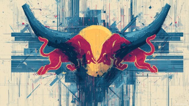 Red Bull Logo High Definition Desktop Background, A High Definition Depiction Of The Red Bull Logo Set Against A Modern Abstract Design