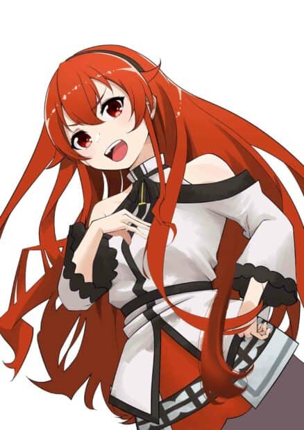 The red haired character from Mushoku Tensei is shown smiling with a confident pose and detailed outfit, HD Mobile Wallpaper