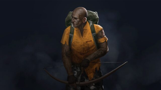 SCUM Game Survival Character With Bow Dark Background Wallpaper