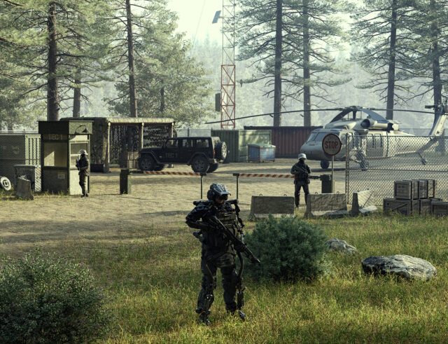 SCUM Game Wallpaper Soldiers Guarding Base Forest Setting