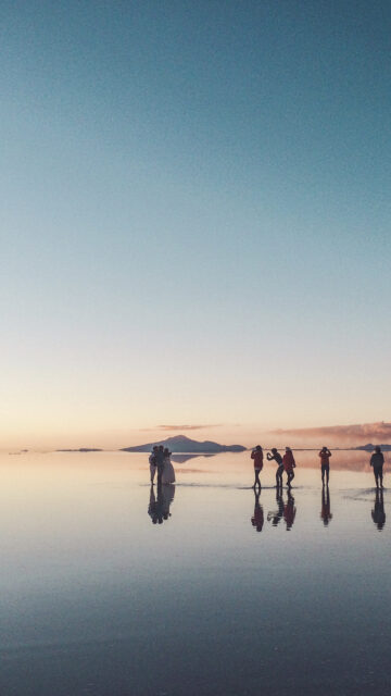 Salar De Uyuni Bolivia Stunning Sunset Reflection Wallpaper with Silhouettes