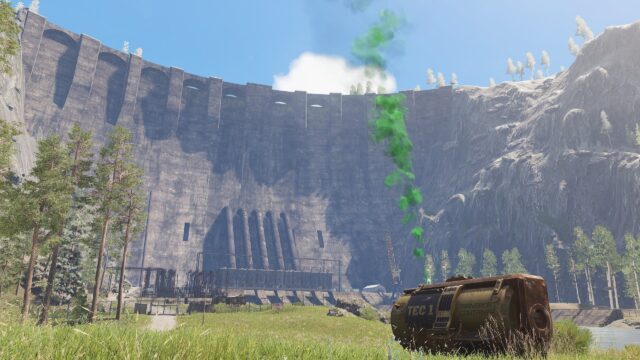 Scum Game Wallpaper Enormous Dam And Green Smoke Trail