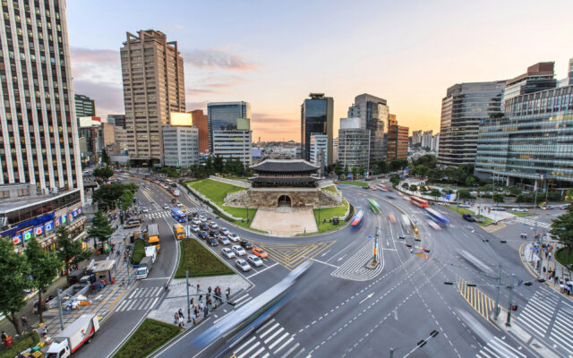 Seoul Cityscape at Sunset South Korea Wallpaper