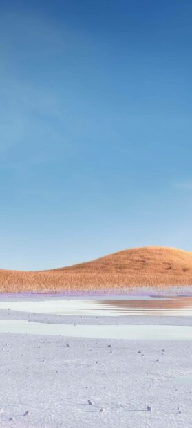 A peaceful view of dry salt flats and gentle hills under a clear blue sky representing Bolivia wallpapers, HD Phone Wallpaper