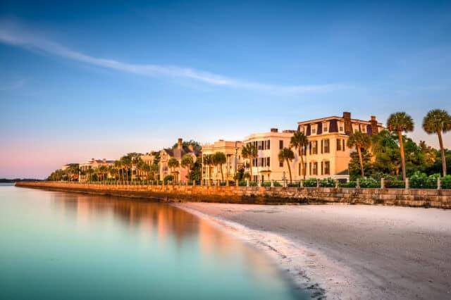 Serene Waterfront View of Historic Charleston Homes South Carolina Wallpapers