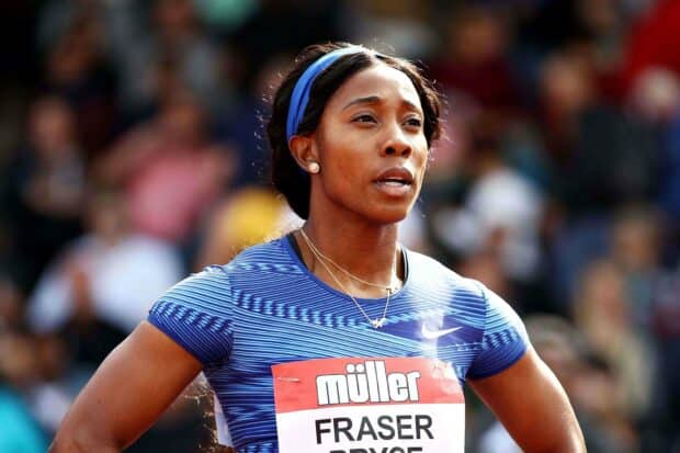 Shelly Ann Fraser Pryce is pictured focusing during a track and field competition, 2K Desktop Wallpaper