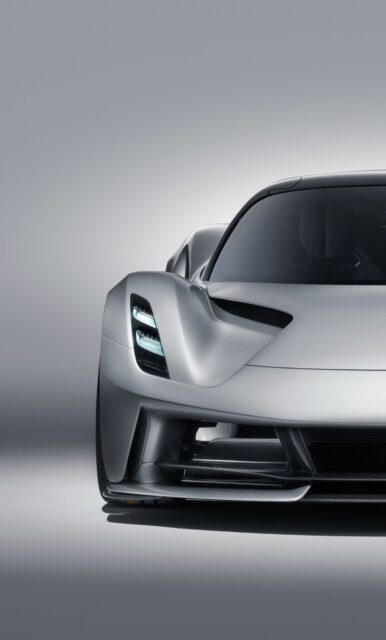 Sleek Silver Lotus Evija Front View High Resolution Wallpaper For Luxury Car Fans