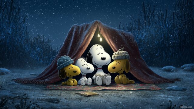 Snoopy Desktop Background Full HD, Snoopy And His Pals Curled Up In A Cozy Blanket Fort, Enjoying A Night Of Storytelling Under Twinkling Stars