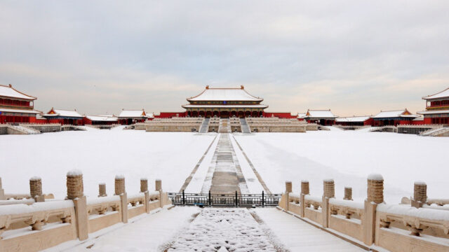 Snow Covered Forbidden City In Beijing Winter Wallpaper