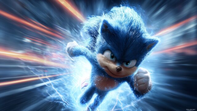 Sonic The Hedgehog HD Wallpaper For Mac, A Powerful Scene Of Sonic Charging Ahead, Radiating Energy And Excitement With Trails Of Speed Behind Him