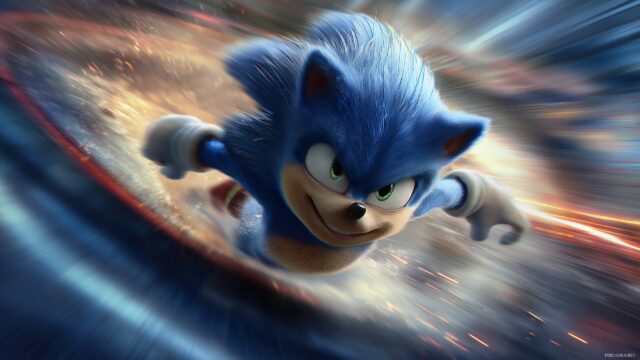 Sonic The Hedgehog Wallpaper HD For PC, A Dynamic Pose Of Sonic Speeding Through A Loop, With Motion Blur Emphasizing His Speed And Exhilaration