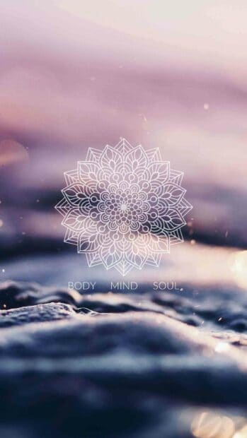 A spiritual mandala design with the words body mind soul on a soft purple and blue background, HD Phone Wallpaper
