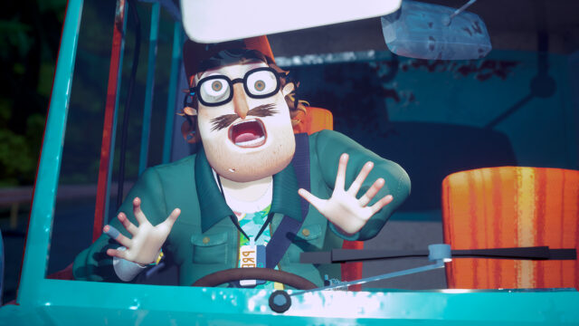 Spooked Character Driving In Hello Neighbor 2 Game Wallpaper
