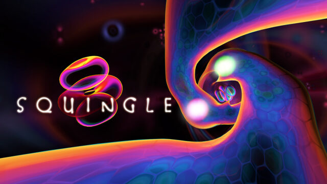 Squingle Puzzle Game Wallpapers with Neon Abstract Colorful Twisting Shapes