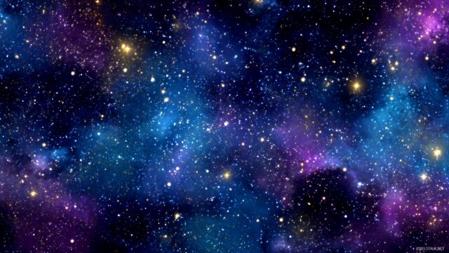 Starry Night Desktop HD Background Free Download, A Stunning Portrayal Of A Celestial Landscape Brimming With Colorful Stars