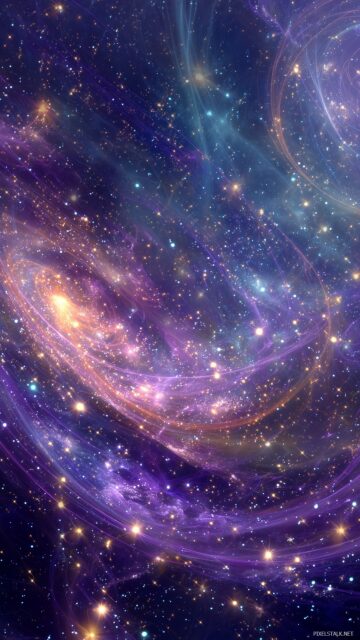 Stars HD IPhone Wallpaper, An Abstract Representation Of Galaxies Swirling With Vibrant Colors And Bright Stars