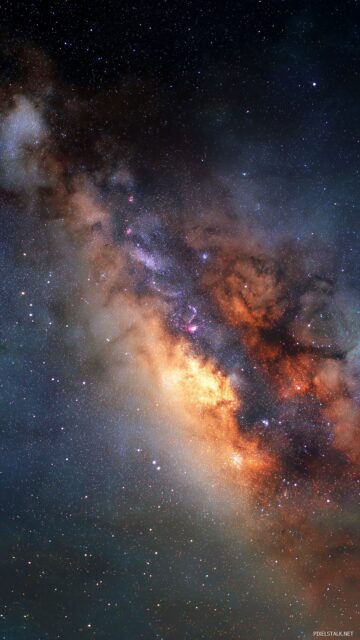 Stars Wallpaper HD For IPhone, An Enchanting View Of The Milky Way With Vibrant Nebulae Interspersed Among Glimmering Stars