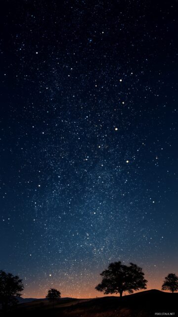 Stars IPhone Wallpaper High Resolution, A Mesmerizing Night Sky Filled With Twinkling Stars Illuminating A Serene Landscape