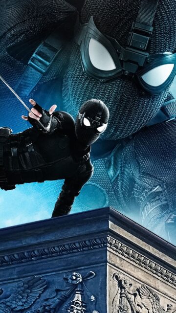 Stealth Suit Spider Man Striking A Pose Wallpaper