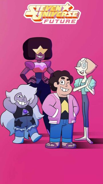 Steven Universe Future TV Series Main Characters Group Wallpaper on Pink Background