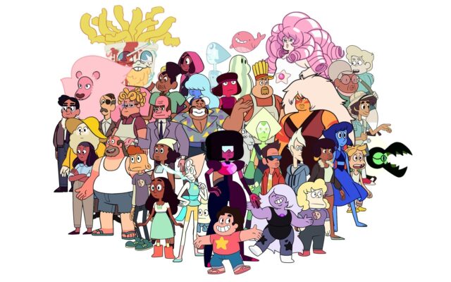 Steven Universe TV Series Group Wallpaper Featuring Main Characters and Gems