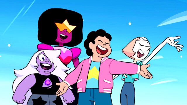 Steven Universe TV Series Wallpaper Featuring Main Characters Steven Garnet Amethyst and Pearl