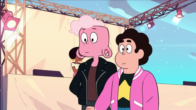 Steven Universe wallpaper featuring Steven and Sadie at the concert stage in TV series