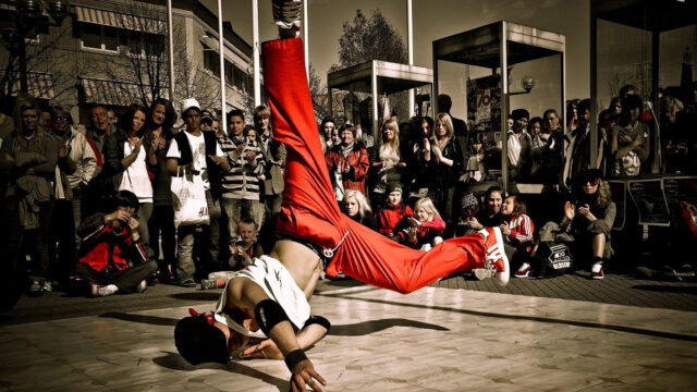 Street Breakdancing Performer Engages Crowd With Impressive Moves