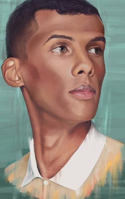 Stromae Portrait Digital Artwork Wallpaper for Stylish Backgrounds