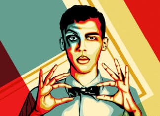 Stromae abstract colorful portrait digital art vibrant wallpaper design