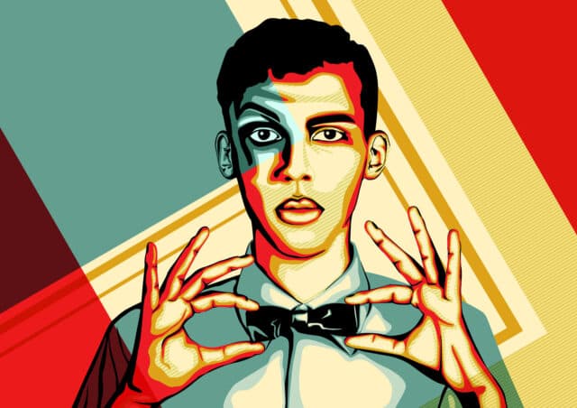 Stromae abstract colorful portrait digital art vibrant wallpaper design