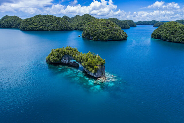 Stunning Aerial View Of Palau Islands With Crystal Clear Waters