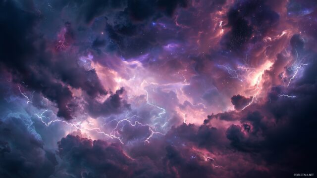 Stunning Lightning HD Wallpaper, A Mystical Atmosphere Where Lightning Weaves Through The Night Sky With Brilliant Bursts Of Energy