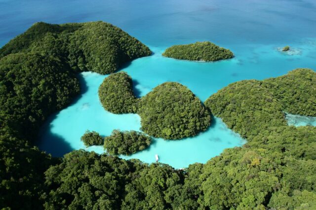 Stunning Palau Island Aerial View With Turquoise Waters