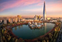 Stunning Seoul Skyline View with Lotte Tower South Korea Wallpaper
