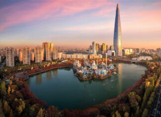 Stunning Seoul Skyline View with Lotte Tower South Korea Wallpaper