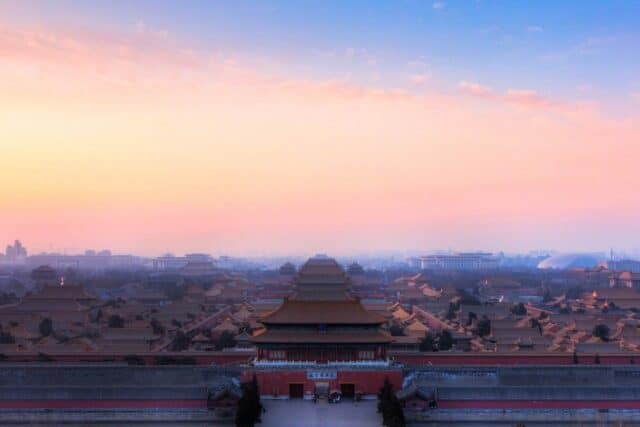 Stunning Sunset Over Forbidden City Beijing Wallpaper
