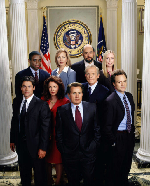 The West Wing TV Series Cast Group Photo with Presidential Seal Wallpaper