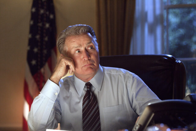 The West Wing TV Series Wallpaper President Bartlet Deep in Thought in Office