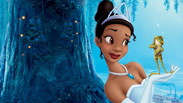 Tiana and Frog Prince Magical Scene from The Princess and the Frog Wallpaper