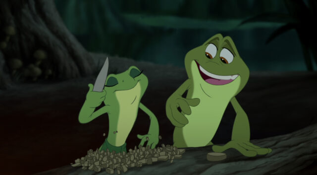 Tiana and Naveen as Frogs Preparing Food Scene from The Princess and the Frog Wallpaper
