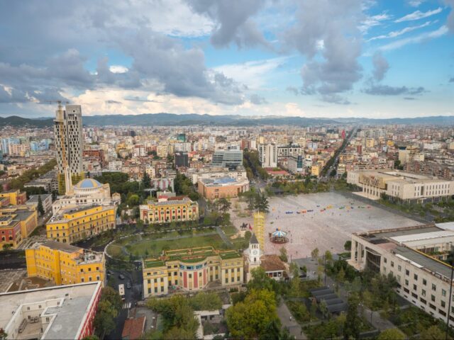 Tirana Albania Cityscape Vibrant Skyline Wallpaper