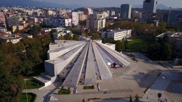 Tirana Pyramid Aerial View Albania Cityscape Wallpaper