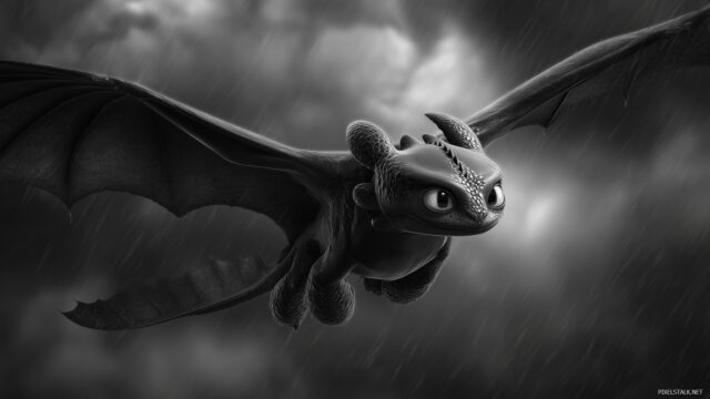 Toothless Wallpaper HD For Desktop Computer, Toothless Flying Through A Dramatic Storm, Capturing An Adventurous Spirit For High Resolution Viewing