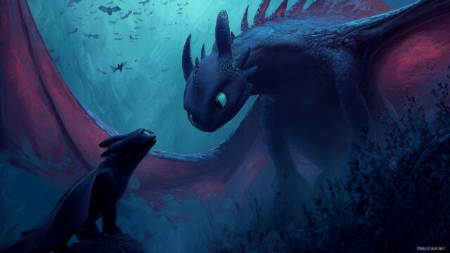 Toothless Wallpaper For Desktop Computer, An Epic Battle Scene Featuring Toothless Bravely Facing Off Against A Giant Dragon, Tailored For High Quality Screens