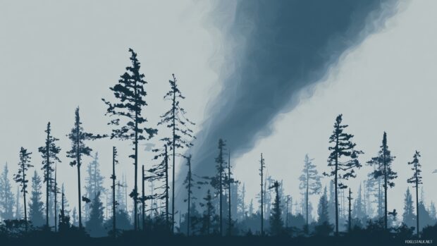 Tornado backgrounds, a minimalist design featuring silhouettes of trees against a tornado.